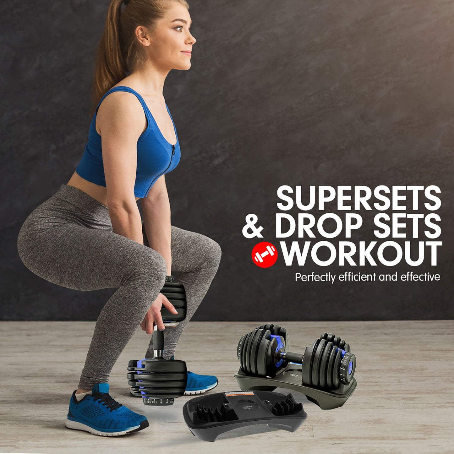 Powertrain 24KG Adjustable Home Gym Dumbbell - Blue