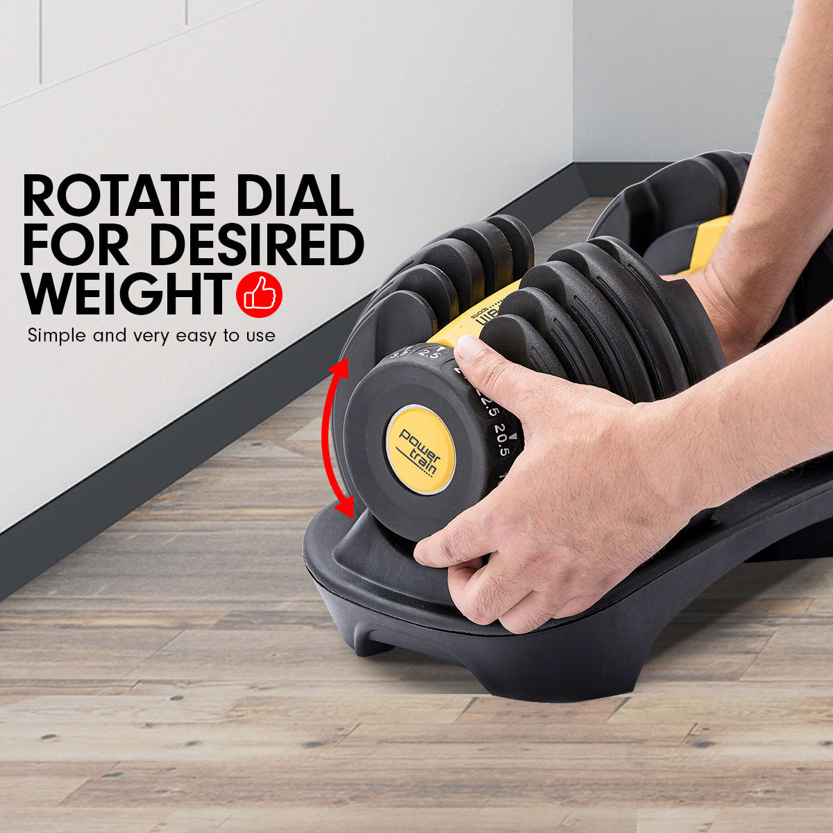 Powertrain 24KG Adjustable Home Gym Dumbbell - Gold