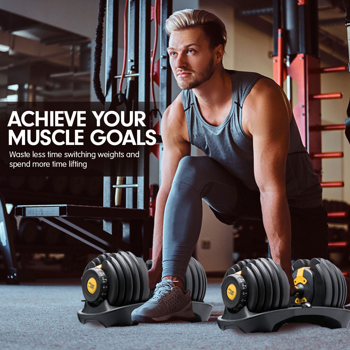 Powertrain 24KG Adjustable Home Gym Dumbbell - Gold