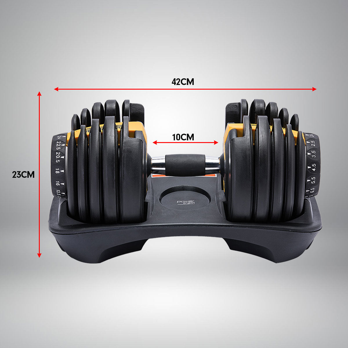 Powertrain 24KG Adjustable Home Gym Dumbbell - Gold