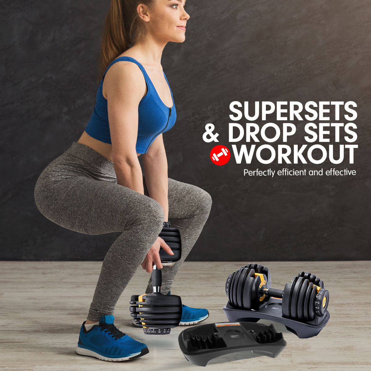 Powertrain 24KG Adjustable Home Gym Dumbbell - Gold