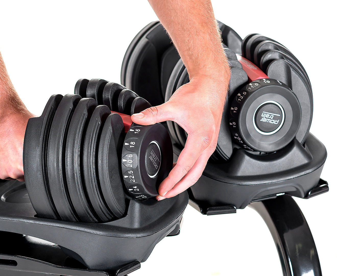 Powertrain 2x 24kg Adjustable Dumbbells with Stand