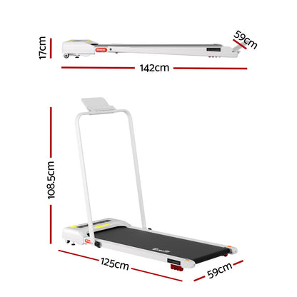 Everfit Treadmill Electric Walking Pad Incline Under Desk 380mm White