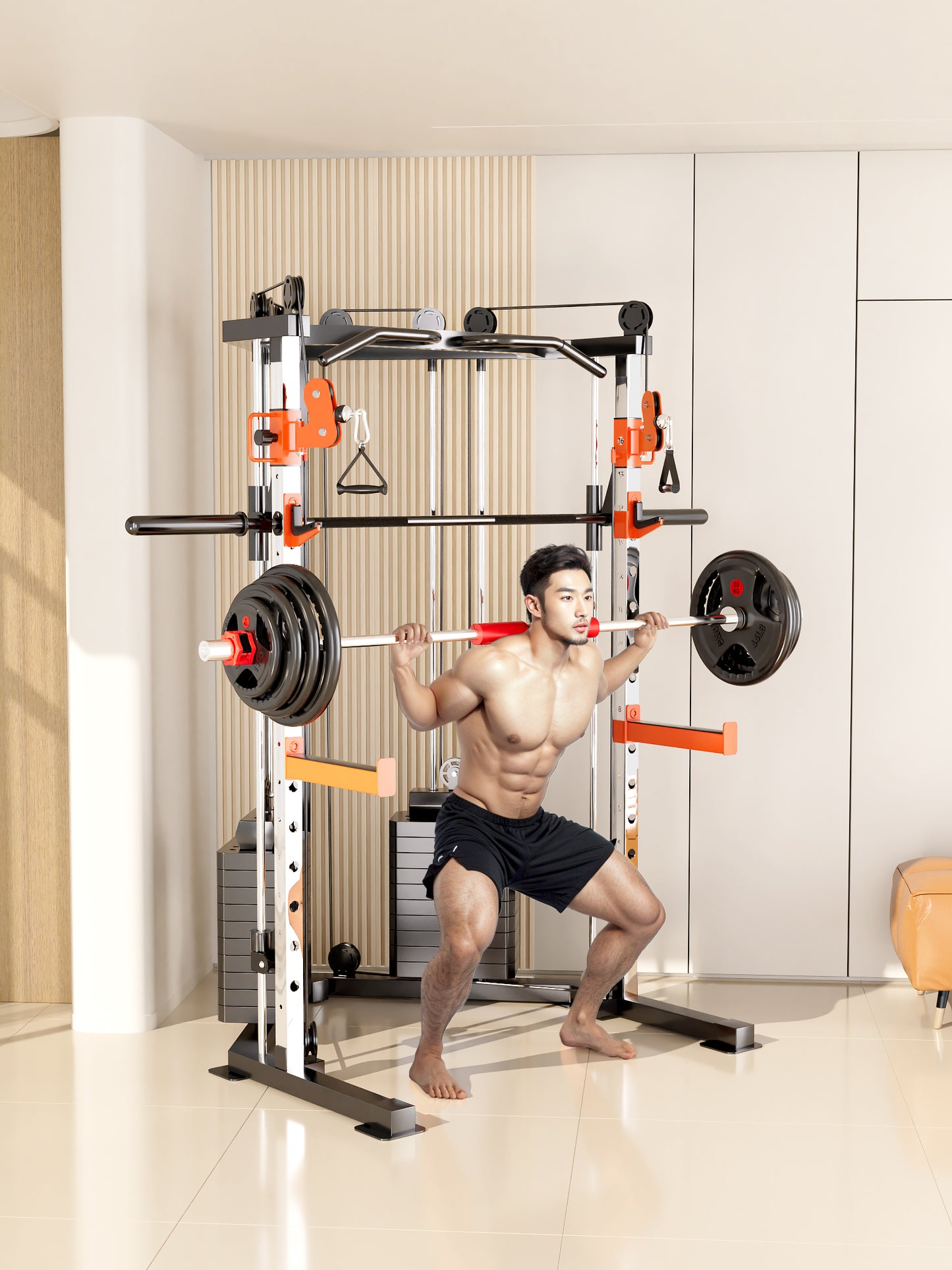 SmartFit C3 Max multi functional trainer smith machine with 130kgs pin loaded weights Machine with attachment