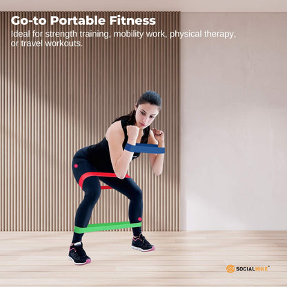 Social Hike Resistance Bands 5-Pack – Anti-Slip Latex Workout Loops 2.3–18.1kg