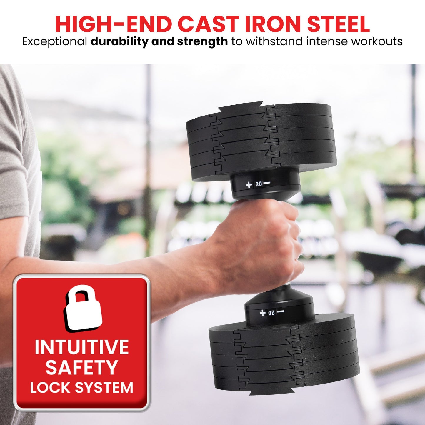 Powertrain Eon 2 x 36kg Dial-Up Adjustable Dumbbell Home Gym Weights