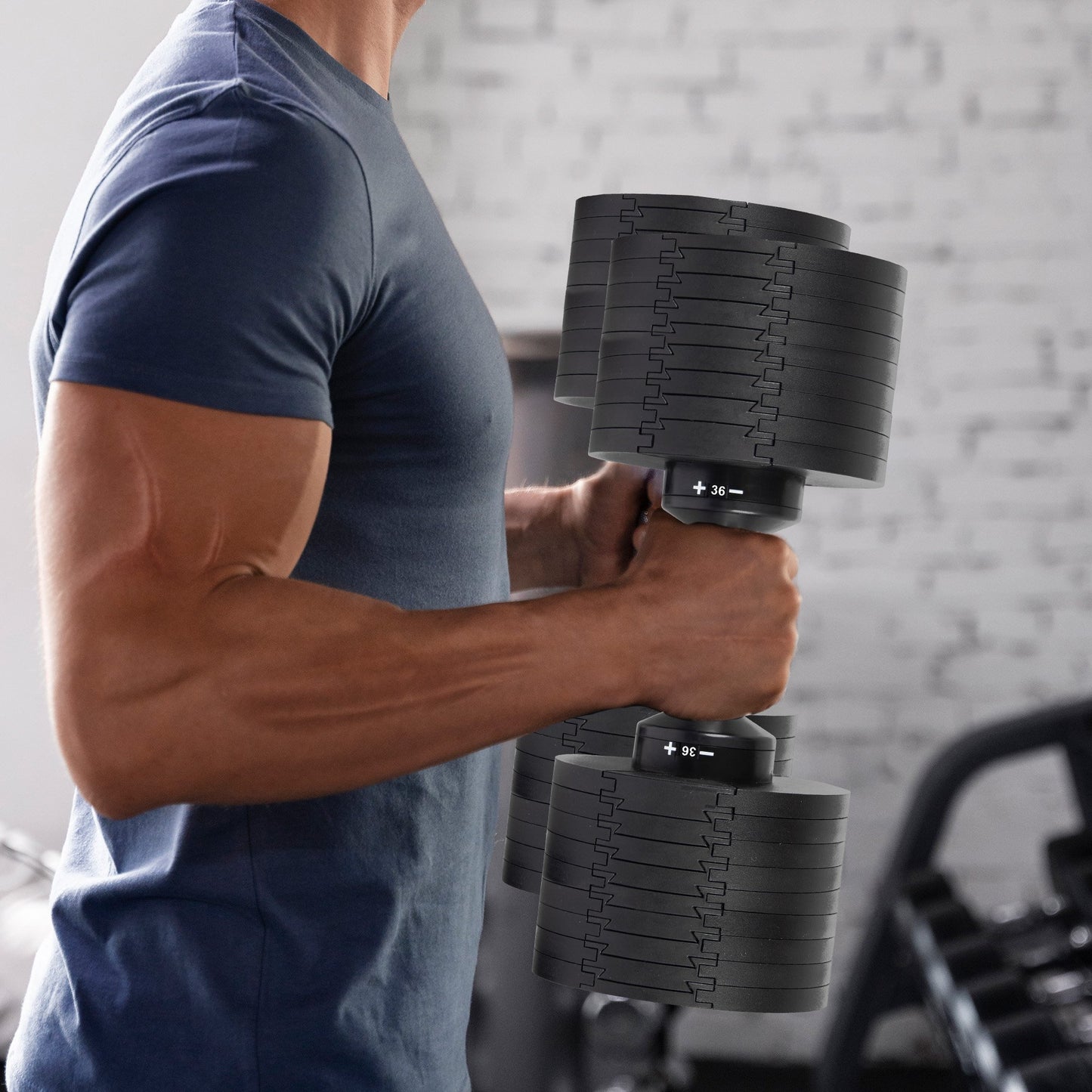 Powertrain Eon 2 x 36kg Dial-Up Adjustable Dumbbell Home Gym Weights