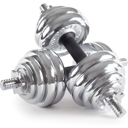 30KG Chrome Dumbbell Set Weight Dumbbells Home Gym Training Fitness BarBell Case