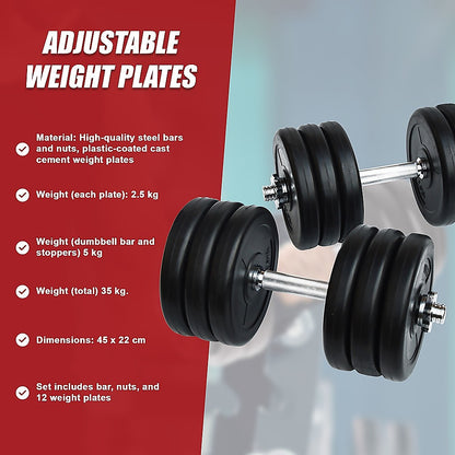 35KG Dumbbell Adjustable Weight Set